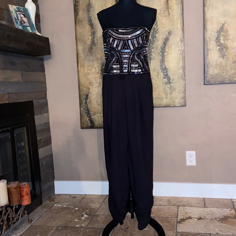 Parker crystal, beaded bustier jumpsuit/romper